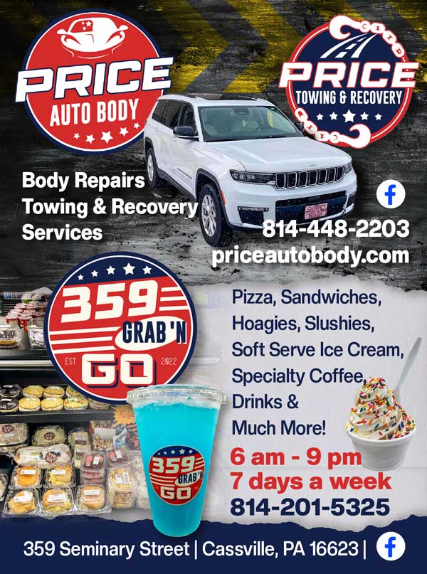 Price Auto Body | 359 Grab 'N Go <center>Price Auto Body | <b><a href="https://www.priceautobody.com/" target="_blank" rel="noopener noreferrer">CLICK HERE to view the website</a></b></center><center>359 Grab 'N Go | <b><a href="https://www.facebook.com/359grabngo/" target="_blank" rel="noopener noreferrer">CLICK HERE to view the website</a></b></center>