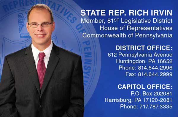 State Rep. Rich Irvin <center>State Rep. Rich Irvin | <b><a href="http://www.repirvin.com" target="_blank" rel="noopener noreferrer">CLICK HERE to view the website</a></b></center>