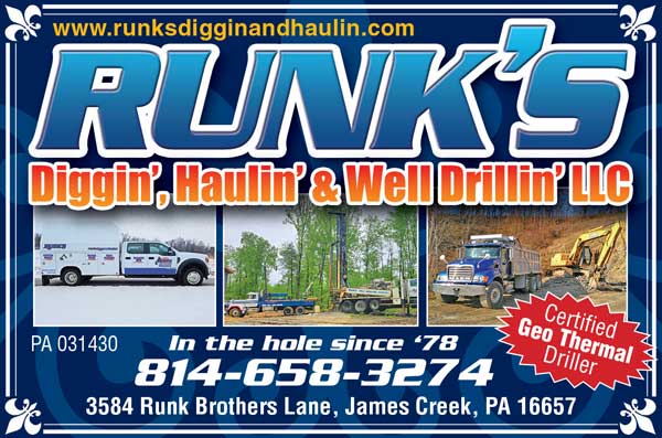 Runk's Diggin', Haulin' & Well Drillin' LLC <center>Runk's Diggin', Haulin' & Well Drillin' LLC | <b><a href="https://www.runksdigginandhaulin.com/" target="_blank" rel="noopener noreferrer">CLICK HERE to view the website</a></b></center>